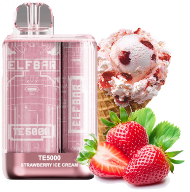 Одноразовый перезаряжаемый Pod Elf Bar TE5000 Strawberry Ice Cream (Клубничное мороженое)